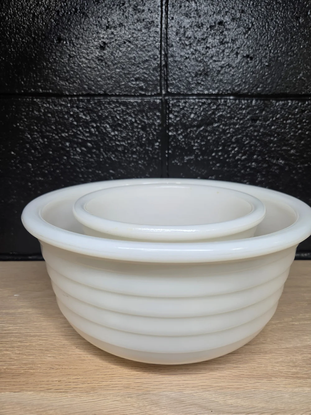 Vintage Hazel Atlas Milk White Mixing Bowl Set - Classic Nesting Kitchen Bowls